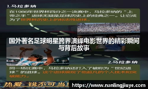 国外著名足球明星跨界演绎电影世界的精彩瞬间与背后故事